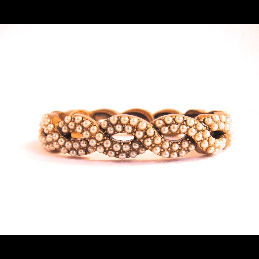 JCrew Gold Pearl Bangle Bracelet